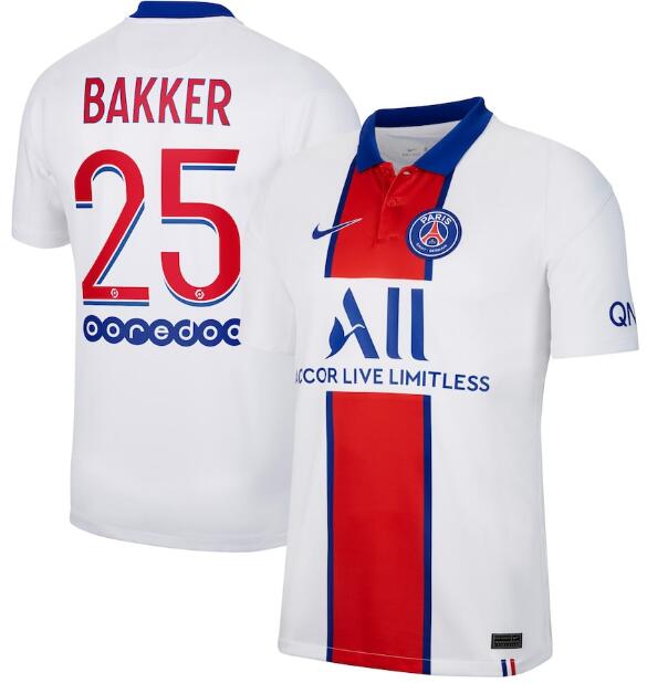 PSG Away Kit Soccer Jersey Bakker 25 2020/21